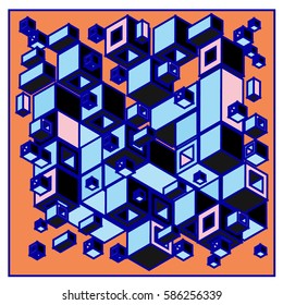 Vector colorful isometric cubes pattern. abstract wallpaper background. Illustration for fabric print.