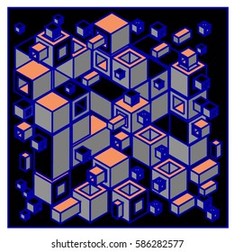 Vector colorful isometric cubes pattern. abstract wallpaper background. Illustration for fabric print.