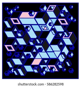 Vector colorful isometric cubes pattern. abstract wallpaper background. Illustration for fabric print.