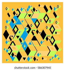 Vector colorful isometric cubes pattern. abstract wallpaper background. Illustration for fabric print.