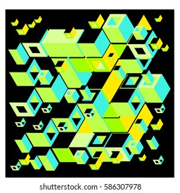 Vector colorful isometric cubes pattern. abstract wallpaper background. Illustration for fabric print.