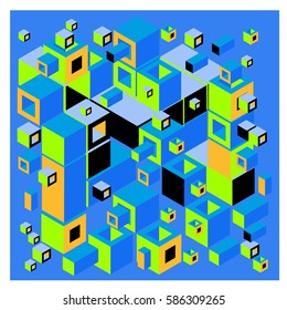 Vector colorful isometric cubes pattern. abstract wallpaper background. Illustration for fabric print.