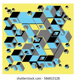 Vector colorful isometric cubes pattern. abstract wallpaper background. Illustration for fabric print.