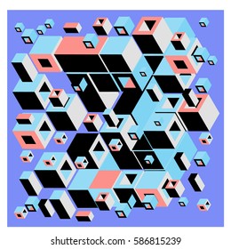 Vector colorful isometric cubes pattern. abstract wallpaper background. Illustration for fabric print.
