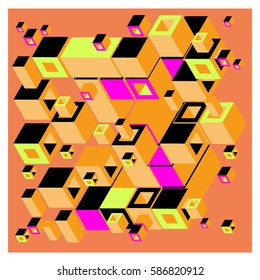Vector colorful isometric cubes pattern. abstract wallpaper background. Illustration for fabric print.