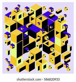 Vector colorful isometric cubes pattern. abstract wallpaper background. Illustration for fabric print.