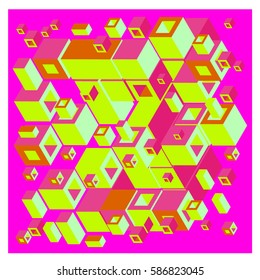 Vector colorful isometric cubes pattern. abstract wallpaper background. Illustration for fabric print.