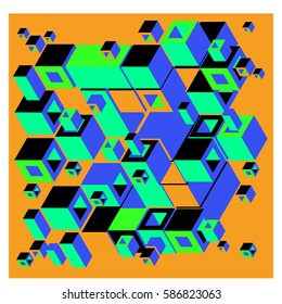Vector colorful isometric cubes pattern. abstract wallpaper background. Illustration for fabric print.