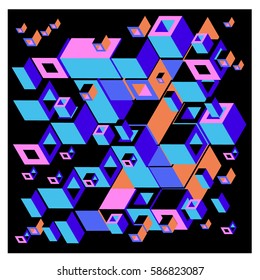 Vector colorful isometric cubes pattern. abstract wallpaper background. Illustration for fabric print.