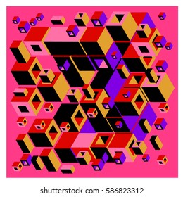 Vector colorful isometric cubes pattern. abstract wallpaper background. Illustration for fabric print.