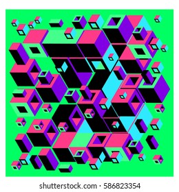 Vector colorful isometric cubes pattern. abstract wallpaper background. Illustration for fabric print.