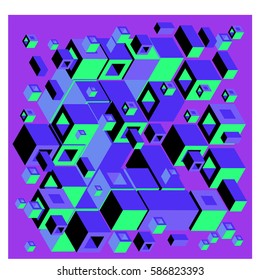 Vector colorful isometric cubes pattern. abstract wallpaper background. Illustration for fabric print.
