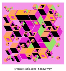 Vector colorful isometric cubes pattern. abstract wallpaper background. Illustration for fabric print.