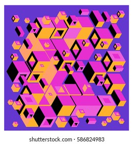 Vector colorful isometric cubes pattern. abstract wallpaper background. Illustration for fabric print.