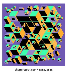 Vector colorful isometric cubes pattern. abstract wallpaper background. Illustration for fabric print.