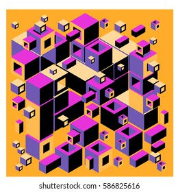 Vector colorful isometric cubes pattern. abstract wallpaper background. Illustration for fabric print.