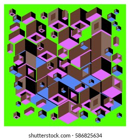 Vector colorful isometric cubes pattern. abstract wallpaper background. Illustration for fabric print.