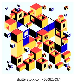 Vector colorful isometric cubes pattern. abstract wallpaper background. Illustration for fabric print.