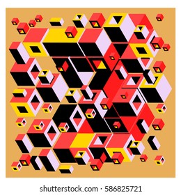 Vector colorful isometric cubes pattern. abstract wallpaper background. Illustration for fabric print.