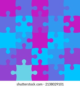 Fondo del rompecabezas colorido del vector. 25 piezas y cada pieza es de una sola forma. Esquema de color azul violento.  