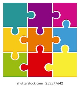 Vector Colorful Jigsaw Puzzle Isolated On White Background