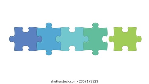 Vector Colorful Jigsaw Puzzle Pieces Illustration Isolated On A White Background.