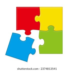 Piezas De Rompecabezas Coloridas Vectoras Ilustración Aislada Sobre Un Fondo Blanco.