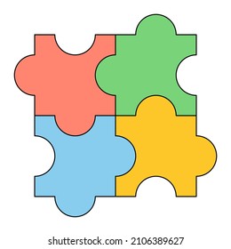 Vector of colorful jigsaw puzzles, flat illustration style on white background 