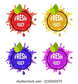 vector colorful juice splash isolated backgrounds. suitable for orange, tomato, grape, lime, kiwi, carrot and other fruits and vegetables juice logo with fresh juice text