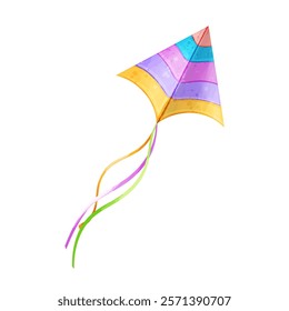 Vector colorful kite. Soaring kite isolated on white