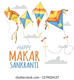 Vector colorful kites for Happy Makar Sankranti festival celebration