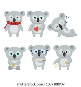 Vector colorful koalas stickers