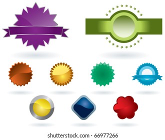 vector colorful labels of various shapes