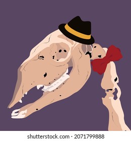 Vector colorful lama or alpaca skeleton. Vector illustration with llama for poster, case, textile, invitation etc. Day of the dead or Halloween concept. Cartoon alpaca llama.