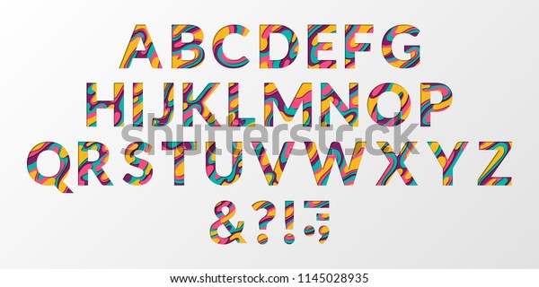 カラフルな階層フォントと紙のアルファベットのベクター画像 Abc文字のデザイン 3d文字 液体の紙を溶かす効果のアルファベットフォント 教育用またはロゴ用の折り紙の書体 のベクター画像素材 ロイヤリティフリー