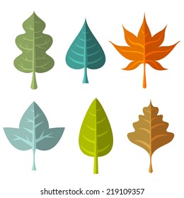 Vector colorful leaf icon collection