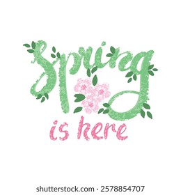 Vector Colorful Lettering Isolated on White Background - Spring is Here