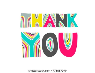 Vector colorful lettering "Thank you". 