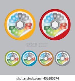 Vector : Colorful Light Bulb Infographics Icon on Circle Peeling Sticker