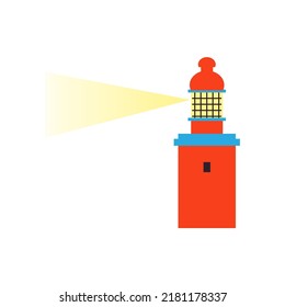 Vector colorful lighthouse of Hermanus isolated on white background, decorative beacon, marine tower, flat infographic sign, cartoon graphic sea symbol for travel design, greeting card, adventure map
