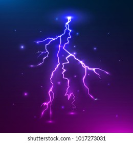 Vector colorful lightning. Thunder storm and thunder bolt design. Electric flash. Vector illustration.