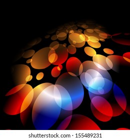 Vector colorful lights on red background.