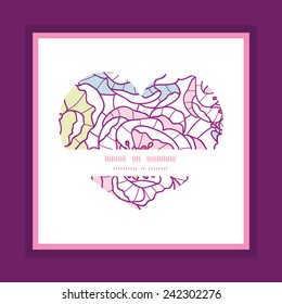 Vector colorful line art flowers heart symbol frame pattern invitation greeting card template