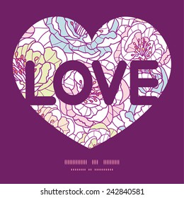 Vector colorful line art flowers love text frame pattern invitation greeting card template