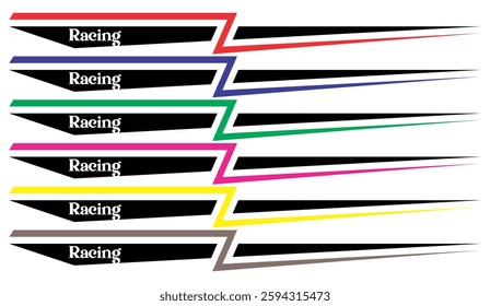 Vector colorful line design material for vehicle sticker variations, cool racing text.