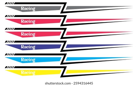 Vector colorful line design material for vehicle sticker variations, modern racing text.