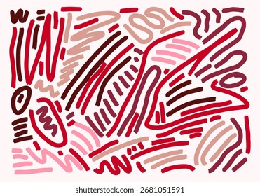 Vektor bunte Linie doodle nahtlose Muster. Kreativer abstrakter Stil Kunstsymbol Hintergrund für Kinder