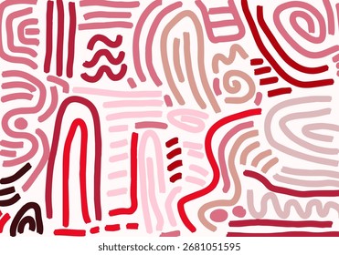 Vector colorful line doodle seamless pattern. Creative abstract style art symbol background for children