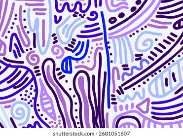Vetor linha colorida rabiscar padrão sem costura. Fundo de símbolo de arte de estilo abstrato criativo para crianças