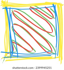 Vector of colorful lines like red, blue, yellow and green. White background.